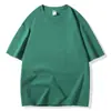 Camiseta de manga corta de 60 g para hombre y mujer, corte holgado, manga corta, camiseta de algodón peinado con hombros caídos para parejas