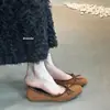 Zapatos Planos de Ballet Estilo Francés, Zapatos para Commuter de Mujer, Zapatos de Noche Vintage de Gamuza con Lazo, Primavera y Otoño 2025