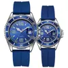 Reloj de cuarzo deportivo de moda para parejas transfronterizas, con diseño de fantasma de agua verde, informal, de silicona, para estudiantes, resistente al agua.