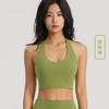 Chaleco de Yoga Osyo Deep U con Cuello Halter Espalda Bonita para Mujer, Copas Fijas, No Necesita Sujetador, Estilo Corto, Se Puede Usar Afuera, Pilates Fitness
