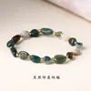 Pulsera de Piedra Natural Original con Cuentas Irregulares, Diseño Único de Verano con Cristal de Cabello de Colores y Piedras Trituradas de Forma Aleatoria