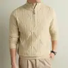 Chegada Nova Outono e Inverno Gola com Zíper Gola Alta Tricô Suéter Casual Versátil Tricô Masculino Estilo Old Money Tendência Dropshipping