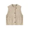 Colete de tricô com fio floral lilás claro para mulheres, para outono, peça externa, capa, para sobrepor, colete de malha, cardigã, top