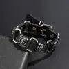 Pulsera de Calavera Estilo Gótico, Pulsera de Cuero Ajustable Punk Personalizada, Popular en Europa y América, Joyería Transfronteriza al por Mayor