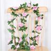 Simulación de rosa de ratán colgante de pared flor de seda decoración de boda flor de cerezo vid artificial planta artificial al por mayor