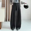 Pantalones de Pierna Curva de Moda para Viajar para Mujer 2026 Otoño/Invierno Nuevos Gruesos de Cintura Alta Sueltos Casuales Elegantes Versátiles de Pierna Ancha