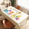 Toalha de Mesa Desenho Animado, Sem Lavagem, Impermeável, À Prova de Óleo, Resistente ao Calor, Estilo Dopamina Creme, Toalha de Mesa Retangular, Protetor de Mesa, Chá