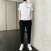 Conjunto de Seda Gelada Refrescante Verão Camiseta de Secagem Rápida e Calça Longa Conjunto Casual Esportivo de Duas Peças [Conjunto de Camiseta de Manga Curta e Calça Longa]