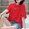 Marca de Comercio Exterior~Camiseta de Verano de Manga Corta para Mujer de Mediana Edad y Mayor, Líneas Trece, Corte Holgado, Estilo Mamá, Ropa para Mujer de Talla Grande