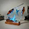 Lâmpada Dragão de Gelo Resina Epóxi Design de Dragão Estátua de Arte Presente de Halloween Luz Noturna Criativa Europeia e Americana
