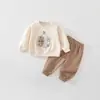 Conjunto de Bebé Primavera Otoño Nuevo Conjunto de Dos Piezas Dividido Infantil Pequeño Casual Sudadera Pantalones Niños Elegante Ropa para Salir