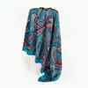 Lenço de Seda com Padrão Paisley Clássico Europeu e Americano para Mulheres, Lenço de Cabeça Versátil da Moda em Seda Sintética, Lenço Quadrado de 90cm, Atacado Transfronteiriço