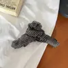 Pinza para el pelo de gasa plisada vintage tipo nube con lunares para coleta alta, pasador para mujer para recogido en la nuca, pinza de tiburón para el cabello