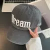 Gorra de Béisbol Bordada con Letras Estilo Callejero Americano para Mujer, Ala Ancha Versátil Retro, Circunferencia de Cabeza Grande, Gorra de Pico Adelgazante, Moderna
