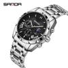 Reloj de Negocios Sanda Reloj de Cuarzo de Moda para Hombre de Tres Manecillas Pequeñas Silicona Impermeable Cronógrafo Luminoso Correa de Acero Reloj para Hombre