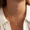 Collar de Hueso de Serpiente Dorado Transfronterizo Europeo y Americano con 26 Letras para Hombre, Microincrustado, Estilo Hip-Hop Simple, Gargantilla de Diseño de Nicho