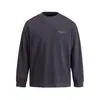 Yidao Roupas Vintage 2026 Outono Novo Retrô Americano Modelagem Solta Ombro Caído Estampa de Letras Manga Longa Camiseta para Homens