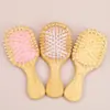 Em estoque Pente Feminino Doméstico Pente com Cápsula de Ar Bambu Cerdas de Porco Pente com Almofada de Ar Pente Anti-estático para Cabelo Pequeno Portátil