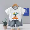 Conjunto de Ropa de Verano para Niños Kids2026 Nuevo Estilo Conjunto de Dos Piezas de Verano para Bebés con Diseño de Palmera y Coche para Niños