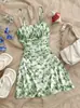 Vestido Casual Chic da Moda Transfronteiriço 2026, Saia de Cintura Fina, Vestido de Alça com Estampa Floral de Nicho de Verão, Novo Estilo Francês