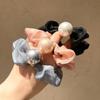 Estilo coreano Organza Lace Intestinal Loop Head Rope Highlight Faux Shellfish Pearl Hair Loop Elegante Girl Pony Tail Ball Acessórios para o cabelo