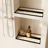 Tapete Drenante Simples Preto e Branco para Nicho de Banheiro, Tapete Absorvente de Água Secagem Rápida para Prateleira de Banheiro à Prova de Umidade, Tapete Absorvente de Água para Bancada de Banheiro