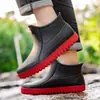 Botas de Lluvia Cortas para Hombre Transfronterizas Antideslizantes Impermeables Engrosadas Resistentes al Desgaste de Goma Botas de Lluvia para Exteriores Cruce de Agua Comercio Exterior Venta al por Mayor