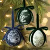 Bola de Navidad de tela transfronteriza de 8 cm, bola envuelta, decoración para árbol de Navidad, adorno navideño con lazo para crear ambiente, pequeño adorno colgante
