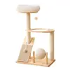 Estrutura de Escalada para Gatos em Madeira Maciça para Apartamentos Pequenos, Economizadora de Espaço, Casa para Gatos de Uso Doméstico, Arranhador, Árvore para Gatos, Cápsula Espacial Integrada, Brinquedo para Gatos