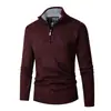 Suéter de punto de invierno transfronterizo nuevo para hombre con media cremallera, moderno y a la moda, forrado de felpa y engrosado para uso casual