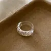 Anéis Geométricos de Metal com Zircônia Estilo Ins da Moda, Únicos e de Alto Padrão, Anéis Empilháveis Versáteis, Anéis para Dedo Indicador para Mulheres