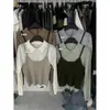 Top de tricô de duas peças de alta qualidade estilo coreano em blocos de cor com gola e mangas compridas justas, da marca Yiwen Qingwu