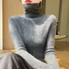 Estilo de Luxo com Casaco, Blusa de Gola Alta para Mulheres, Estilo Outono e Inverno, Suéter de Tricô com Gola Alta e Cardigã Justo por Dentro