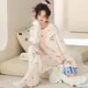 Pijama Feminino Primavera Outono Algodão Puro 2026 Novo Manga Longa 100% Algodão Pura Feminino Outono Tamanho Grande Casual Roupa de Casa