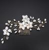 Peineta Europea y Americana Transfronteriza para Novia Hecha a Mano Perla Cristal Alambre de Cobre Flor Blanca