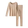 Conjunto de Ropa Interior Térmica con Proteína de Cachemira Moldeador Sin Costuras Capa Base Corporal Auto-Calentable Ropa de Otoño y Pantalones para Mujer Invierno