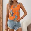 Nueva Camisa sin Mangas Estampada de Cuello Redondo Transfronteriza