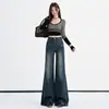 Jeans de Mujer de Color Café Transfronterizos Maillard de Cintura Alta Elásticos con Más Terciopelo Estilo Caliente Otoño/Invierno 2026 Versátiles Cálidos de Campana