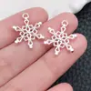 20 Colgantes de Muñeco de Nieve Navideño Plateado Brillante, Árbol de Navidad, Papá Noel, Copo de Nieve, DIY, Accesorios para Pulsera con Cuentas
