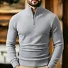 2026 Nuevo Suéter de Punto con Media Cremallera para Hombre Otoño/Invierno Transfronterizo Talla Grande Moda Casual Camisa Base para Hombre