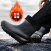 Botas de Lluvia Forradas de Polar Transfronterizas para Hombre, Botas de Lluvia de Media Caña, Zapatos Acuáticos Antideslizantes, Botas de Lluvia de Moda para Exportación, Zapatos de Goma para el Trabajo, Zapatos de Cocina para Hombre