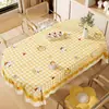 Toalha de Mesa Oval Impermeável e à Prova de Óleo, Não Precisa Lavar, Nova Estilo Creme 2025, Toalha de Mesa de PVC, Toalha de Mesa de Alto Padrão Estilo Ins