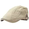Gorra de Visera Ancha de Secado Rápido Hueca Transpirable para Hombres Mujeres Primavera Verano Boina de Copa Suave Hace que la Cara se Vea Más Pequeña Gorra Plana Versátil Estilo Británico