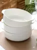 Bol de Hueso Doble Asa Bol para Cocinar al Vapor Bol para Fideos Horno de Microondas Horno de Cocción Bol para Freidora de Aire Bol de Sopa Doble Asa Hogareño