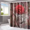 Cortina de ducha serie flores de madera transfronteriza, partición de separación de seco y húmedo para baño del hogar, cortina de ducha con impresión digital, cortina de ducha impermeable
