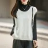 Chaleco de punto de lana cepillada para mujer, sin costuras, de cuello redondo y sin mangas, perfecto para usar en capas y como prenda exterior
