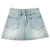 Falda de Mezclilla Retro Estilo Hot Girl Línea A para Mujer, Nueva Falda Pantalón Corta de Primavera/Verano de Cintura Alta Talla Grande Adelgazante que se Ajusta a la Cadera para Damas de Tallas Grandes