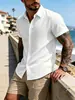 2026 Comercio Exterior Transfronterizo Camisa Casual para Hombre Color Sólido Manga Corta Camisa Deportiva Fina Juvenil Popular