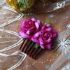Peineta doble de rosa simulada europea y americana para el cabello, nupcial, para boda, plato para el cabello, peineta, flor para la cabeza bohemia, peine de siete dientes, joyería
