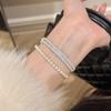 Lujo Ligero Sentido de Alta Gama Plata Diamante Completo Diamante Cuadrado Pulsera de Mano Hao Inserto Diamante Rai Exquisito Industria Pesada Lujo Elegante Moda Pulsera